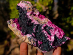 Natural Salrose Cobaltoan Dolomite Specimens with Malachite and Heterogenite x 4 From Kakanda, Congo