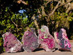 Natural Salrose Cobaltoan Dolomite Specimens with Malachite and Heterogenite x 4 From Kakanda, Congo