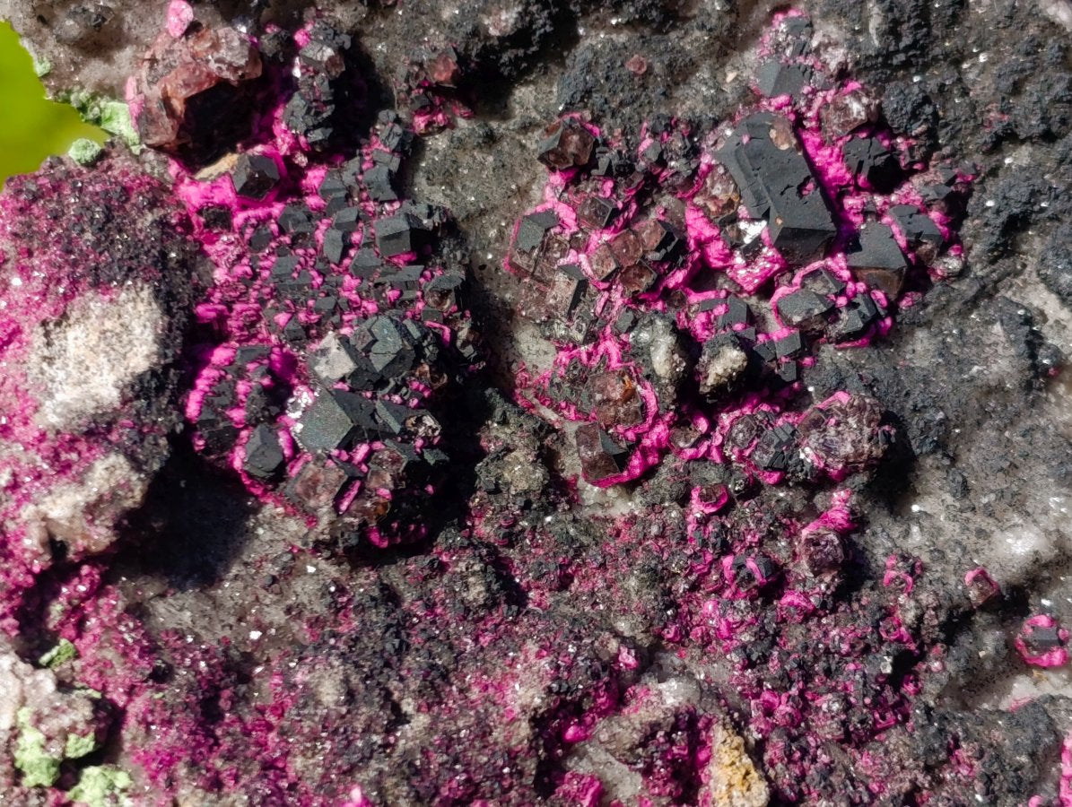 Natural Salrose Cobaltoan Dolomite Specimens with Malachite and Heterogenite x 4 From Kakanda, Congo