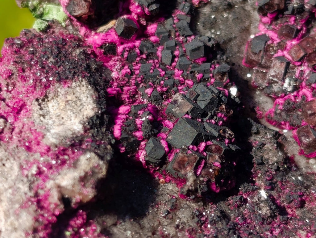 Natural Salrose Cobaltoan Dolomite Specimens with Malachite and Heterogenite x 4 From Kakanda, Congo