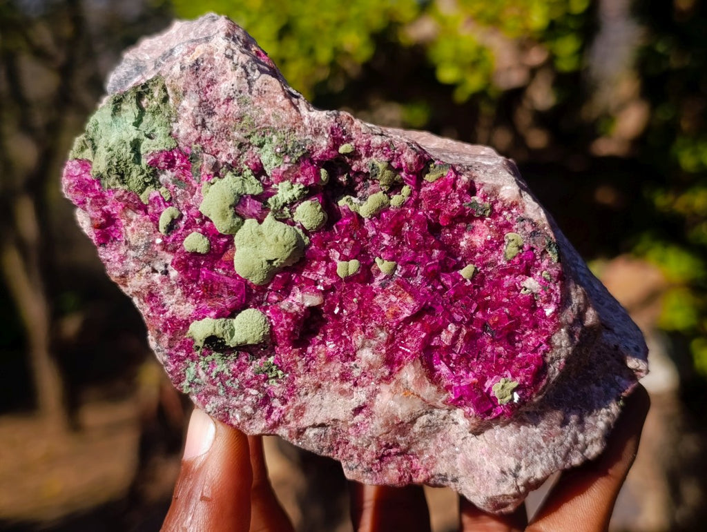 Natural Salrose Cobaltoan Dolomite Specimens with Malachite and Heterogenite x 4 From Kakanda, Congo