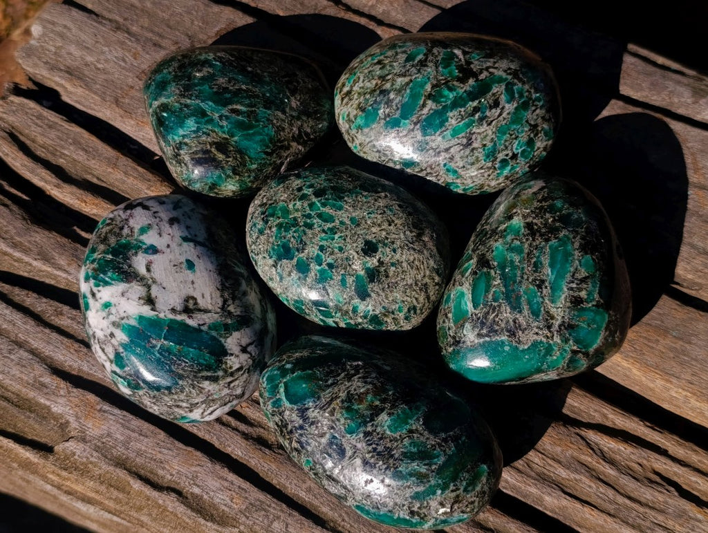 Polished Emerald Mica 'Mutokolite' Free Forms x 6 From Mutoko, Zimbabwe