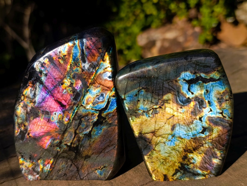 Polished Labradorite Standing Display Pieces x 3 From Madagascar