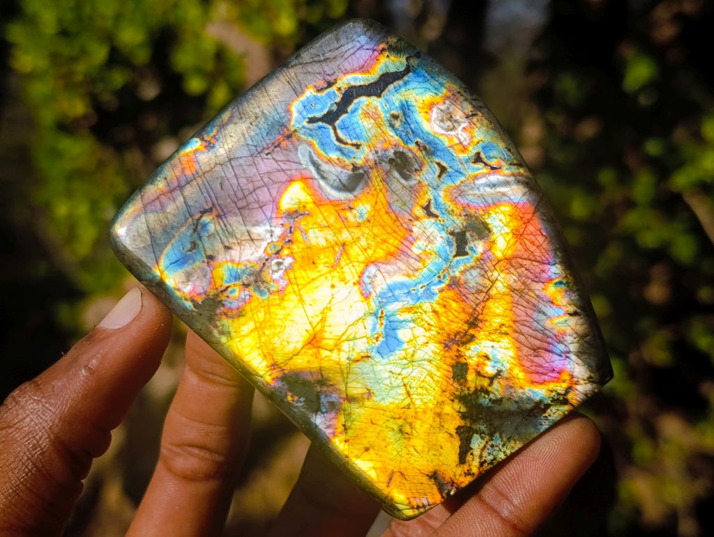 Polished Labradorite Standing Display Pieces x 3 From Madagascar