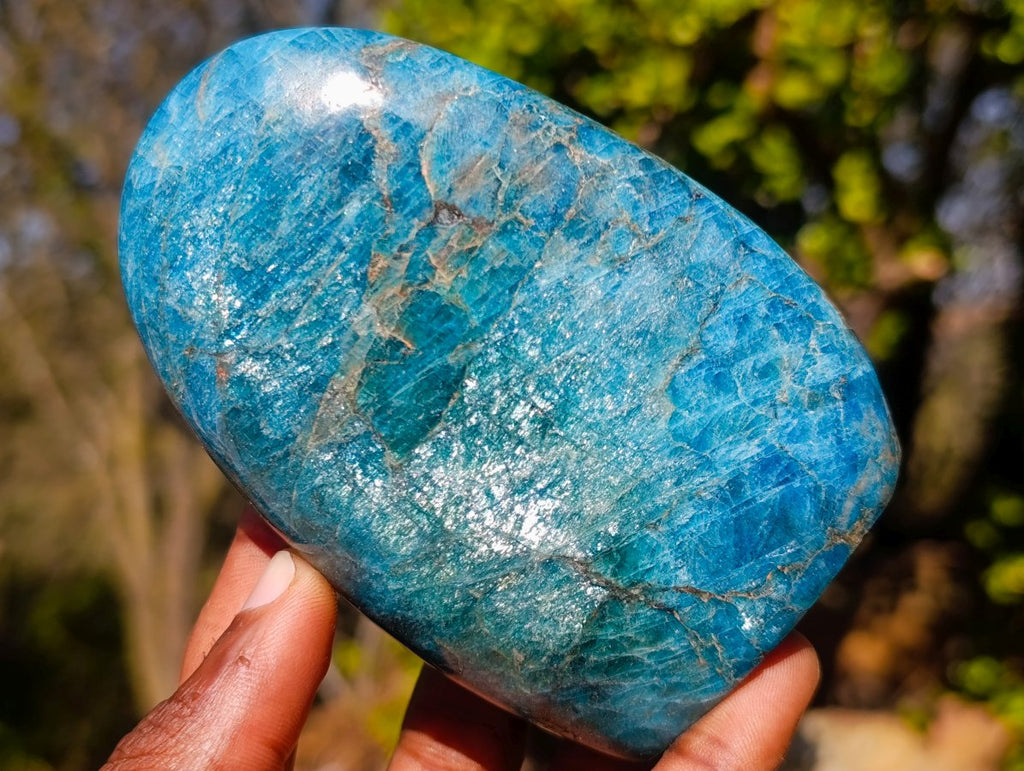 Polished Blue Apatite Standing Display Pieces x 3 From Betroka, Madagascar