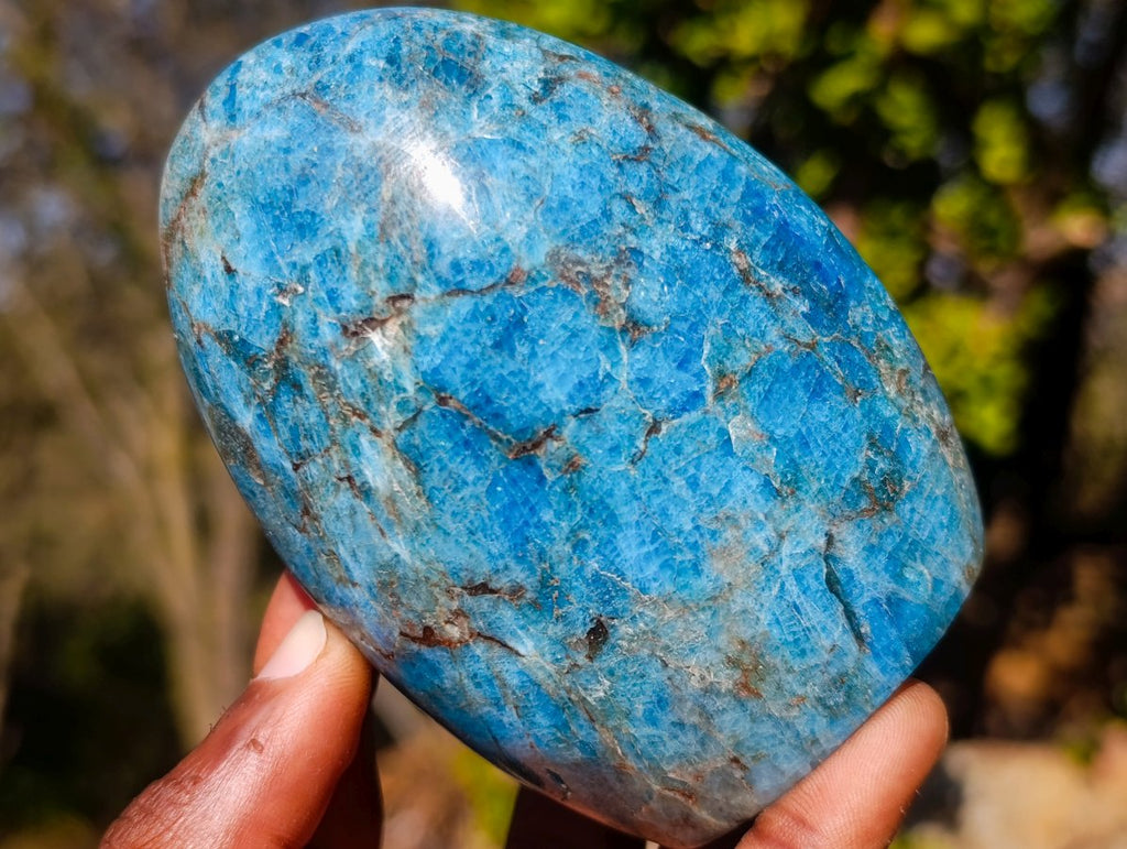 Polished Blue Apatite Standing Display Pieces x 3 From Betroka, Madagascar