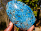 Polished Blue Apatite Standing Display Pieces x 3 From Betroka, Madagascar