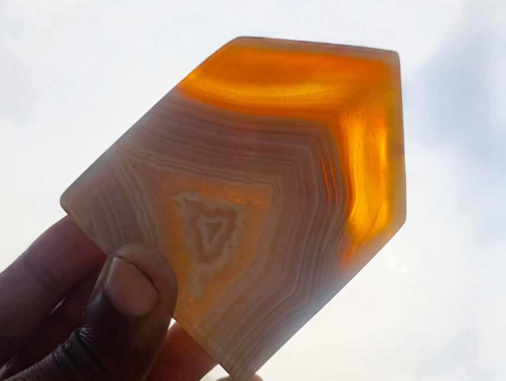 Polished Banded Agate Crystal Shaped Slices x 12 From Madagascar