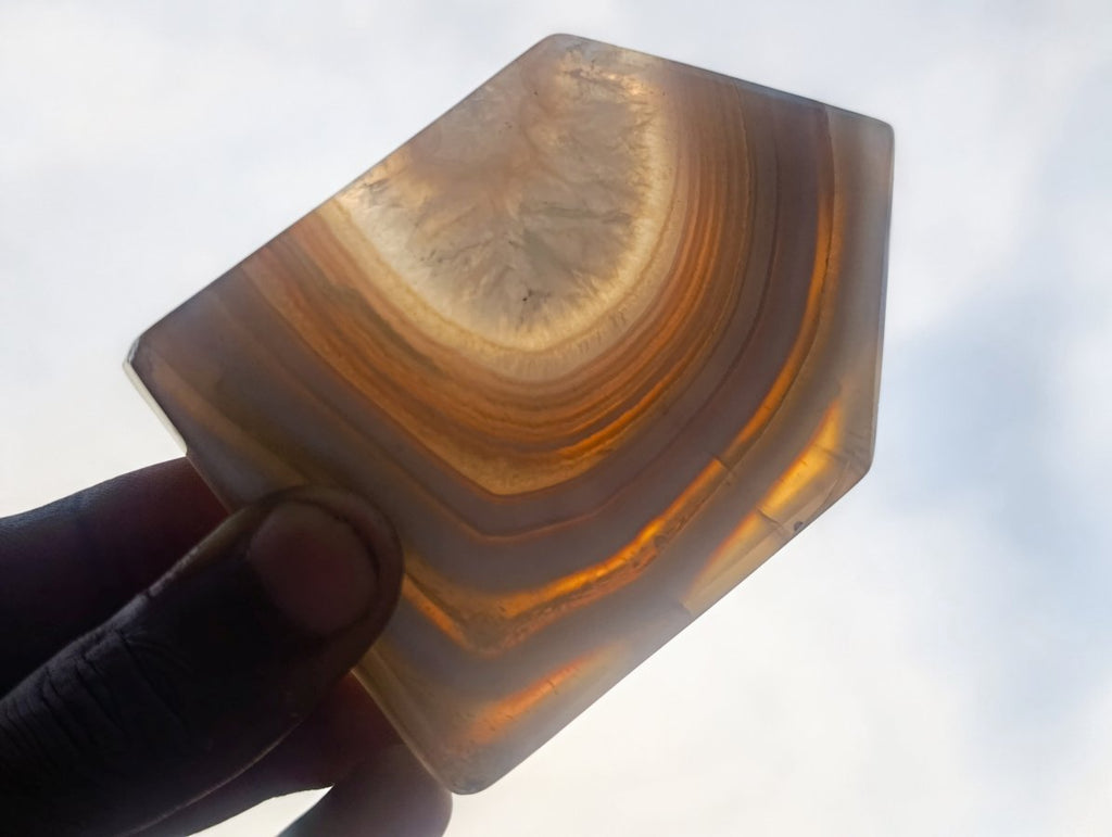 Polished Banded Agate Crystal Shaped Slices x 12 From Madagascar