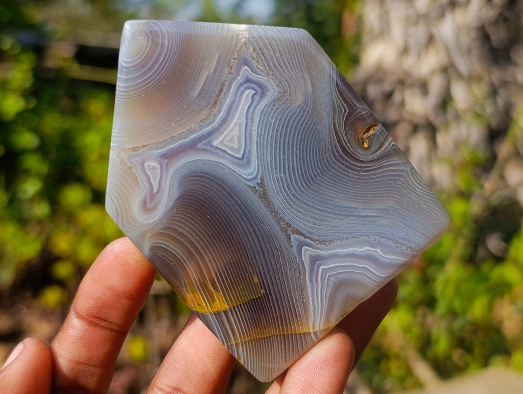 Polished Banded Agate Crystal Shaped Slices x 12 From Madagascar