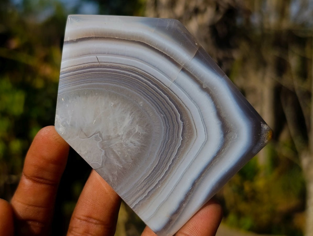 Polished Banded Agate Crystal Shaped Slices x 12 From Madagascar