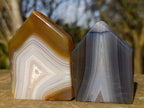 Polished Banded Agate Crystal Shaped Slices x 12 From Madagascar