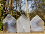 Polished Banded Agate Crystal Shaped Slices x 12 From Madagascar