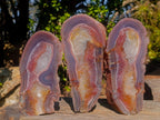 Polished One Side Red Shashe River Agate Slices and Nodules x 5 From Shashe River, Zimbabwe