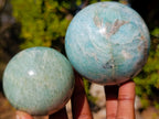 Polished Amazonite Spheres x 3 From Madagascar