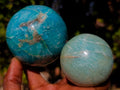 Polished Amazonite Spheres x 3 From Madagascar