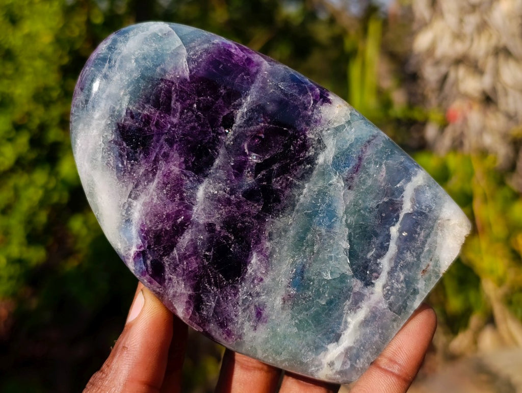 Polished Watermelon Fluorite Standing Display Pieces x 3 From Uis, Namibia
