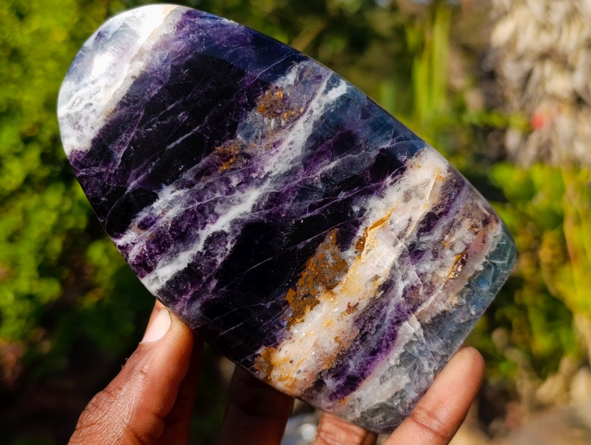 Polished Watermelon Fluorite Standing Display Pieces x 3 From Uis, Namibia