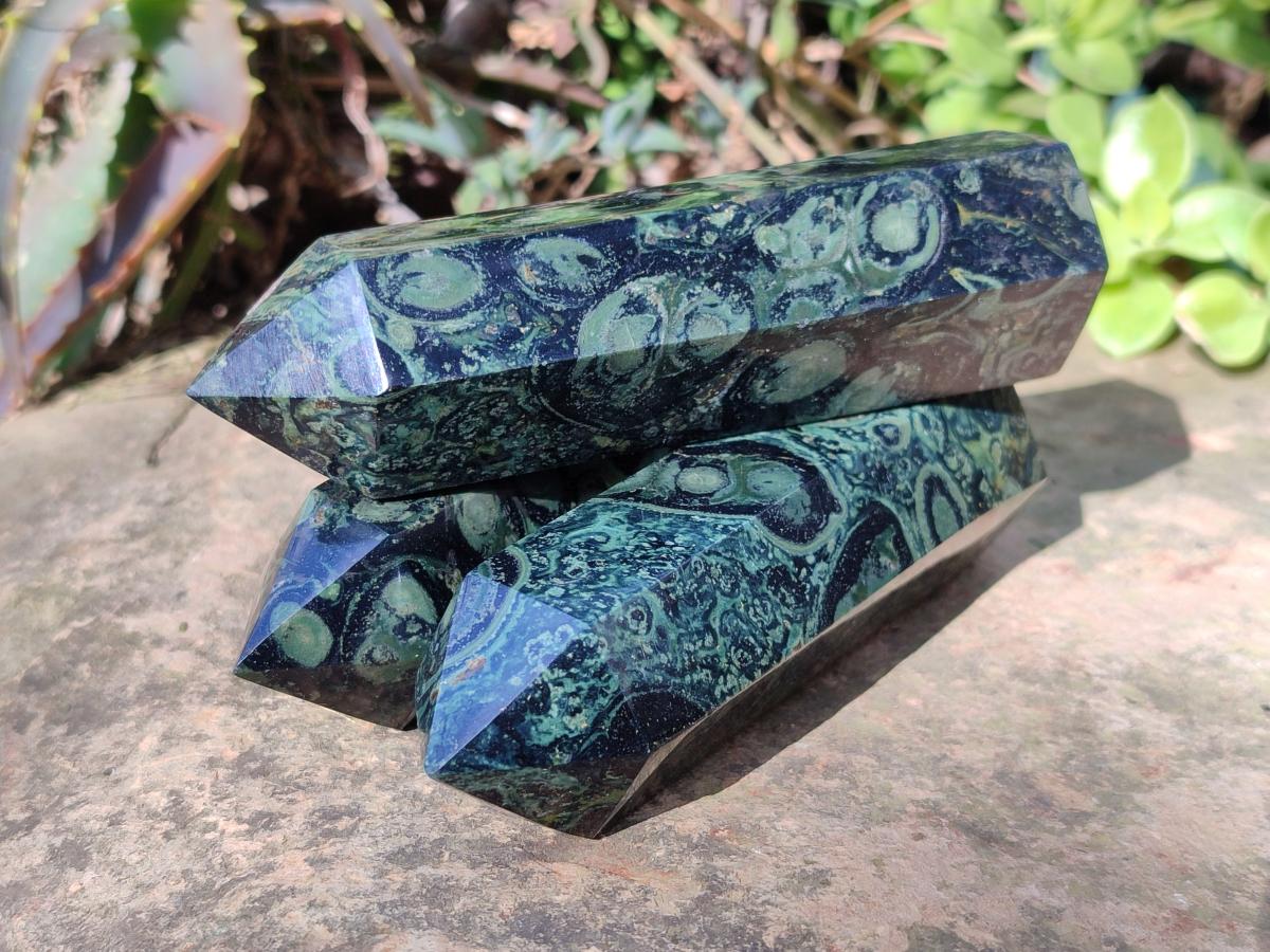 Polished Stromatolite "Kambaba Jasper" Display Crystals x 12 From Katsepy, Madagascar - Toprock Gemstones and Minerals 