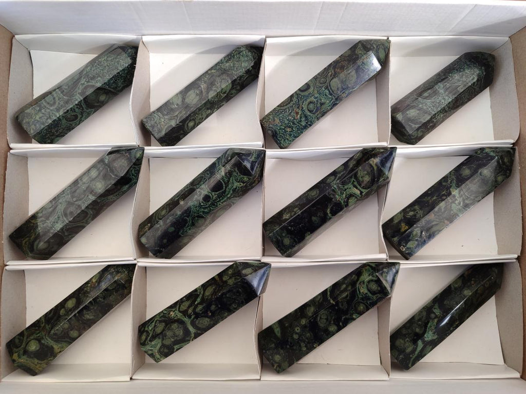 Polished Stromatolite "Kambaba Jasper" Display Crystals x 12 From Katsepy, Madagascar - Toprock Gemstones and Minerals 