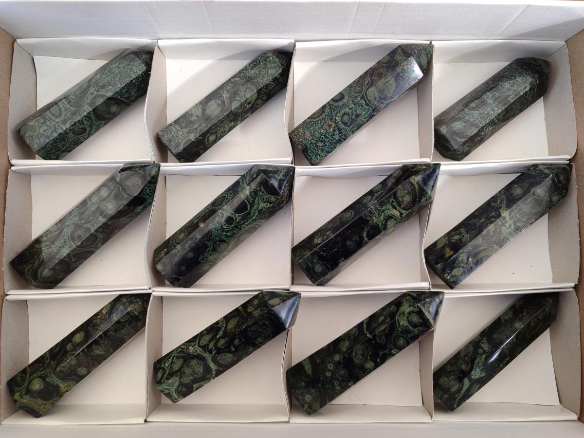 Polished Stromatolite "Kambaba Jasper" Display Crystals x 12 From Katsepy, Madagascar - Toprock Gemstones and Minerals 