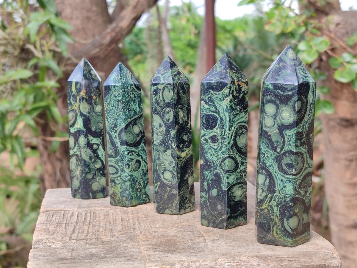 Polished Stromatolite "Kambaba Jasper" Display Crystals x 12 From Katsepy, Madagascar - Toprock Gemstones and Minerals 