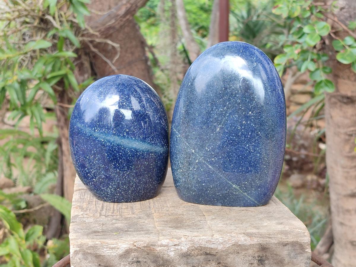 Polished Lazulite Standing Display Pieces x 2 From Madagascar - Toprock Gemstones and Minerals 
