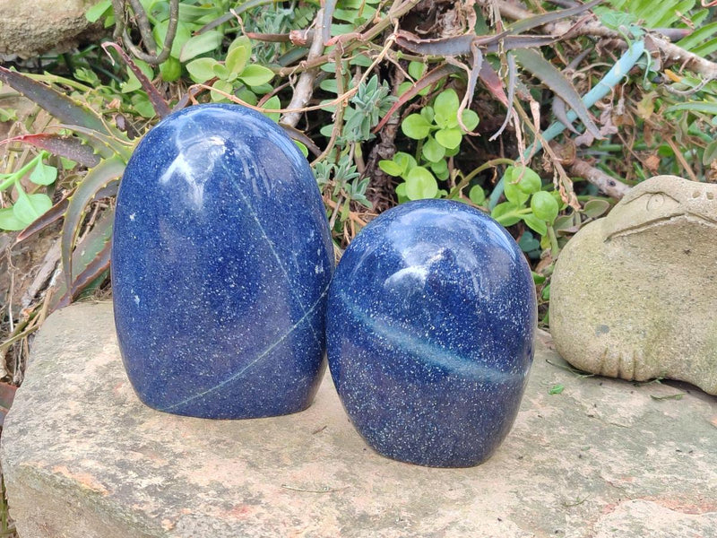 Polished Lazulite Standing Display Pieces x 2 From Madagascar - Toprock Gemstones and Minerals 