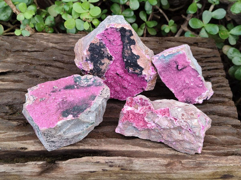 Natural Salrose Cobaltoan Dolomite Specimens with Heterogenite and Chrysocolla x 3 From Kakanda, Congo - Toprock Gemstones and Minerals 