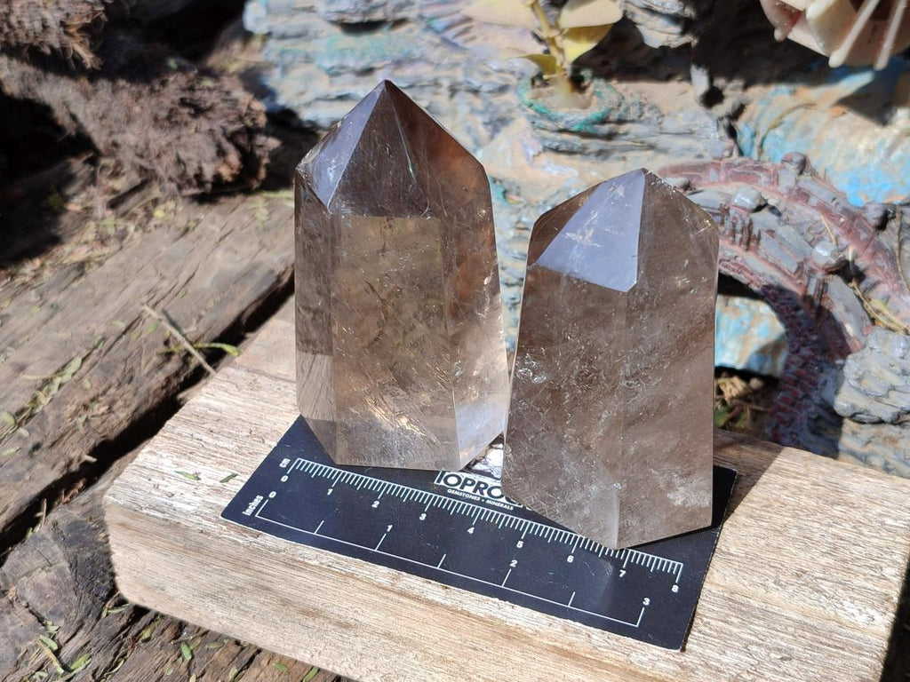 Polished Mixed Smokey Window Quartz Display Crystals x 6 From Madagascar - Toprock Gemstones and Minerals 