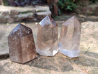 Polished Mixed Smokey Window Quartz Display Crystals x 6 From Madagascar - Toprock Gemstones and Minerals 