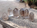 Polished Mixed Smokey Window Quartz Display Crystals x 6 From Madagascar - Toprock Gemstones and Minerals 