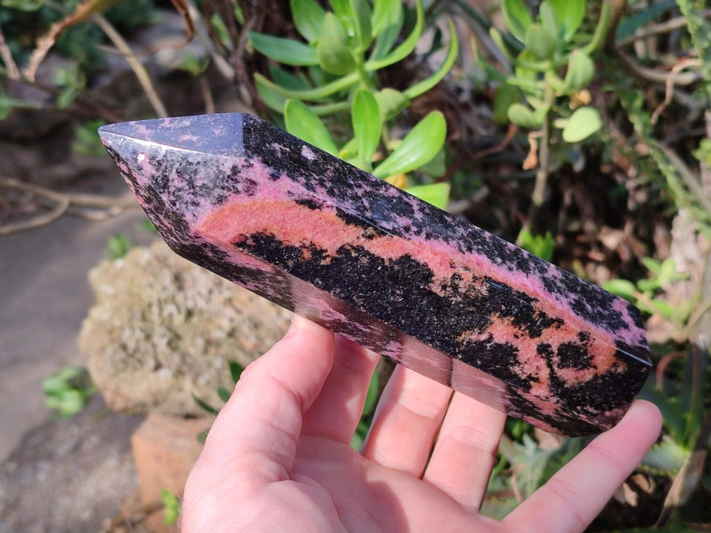 Polished Large Rhodonite Gemstone Display Crystals x 2 From Ambindavato, Madagascar