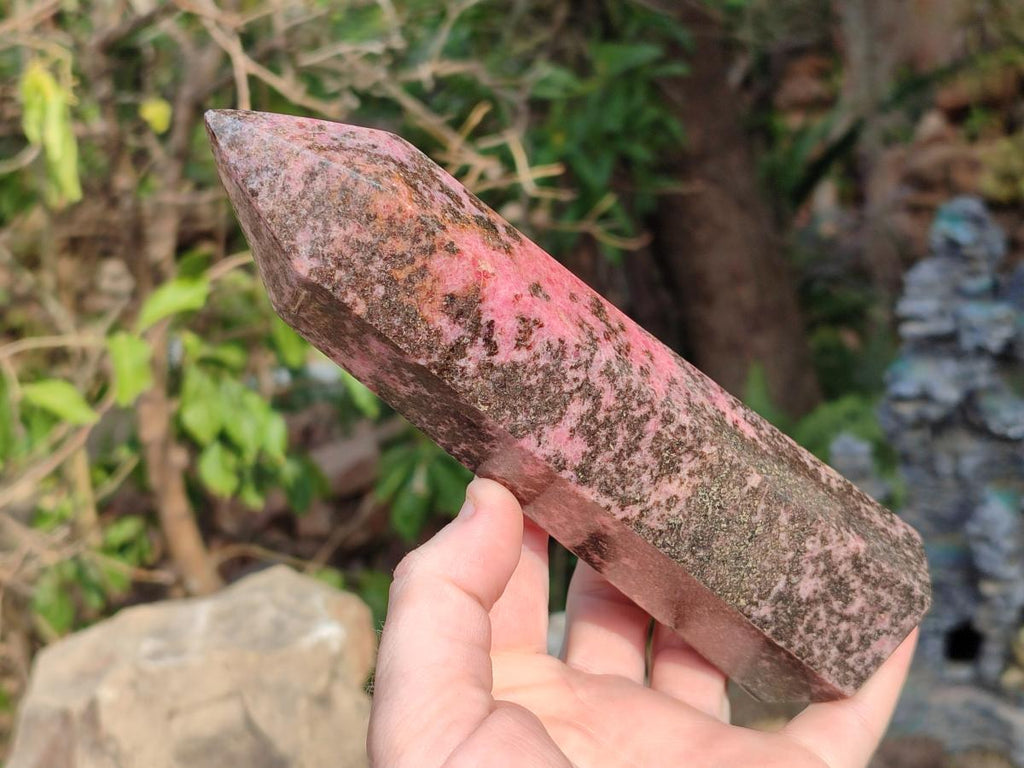 Polished Large Rhodonite Gemstone Display Crystals x 2 From Ambindavato, Madagascar