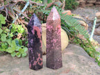 Polished Large Rhodonite Gemstone Display Crystals x 2 From Ambindavato, Madagascar