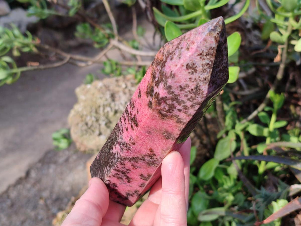 Polished Large Rhodonite Gemstone Display Crystals x 2 From Ambindavato, Madagascar