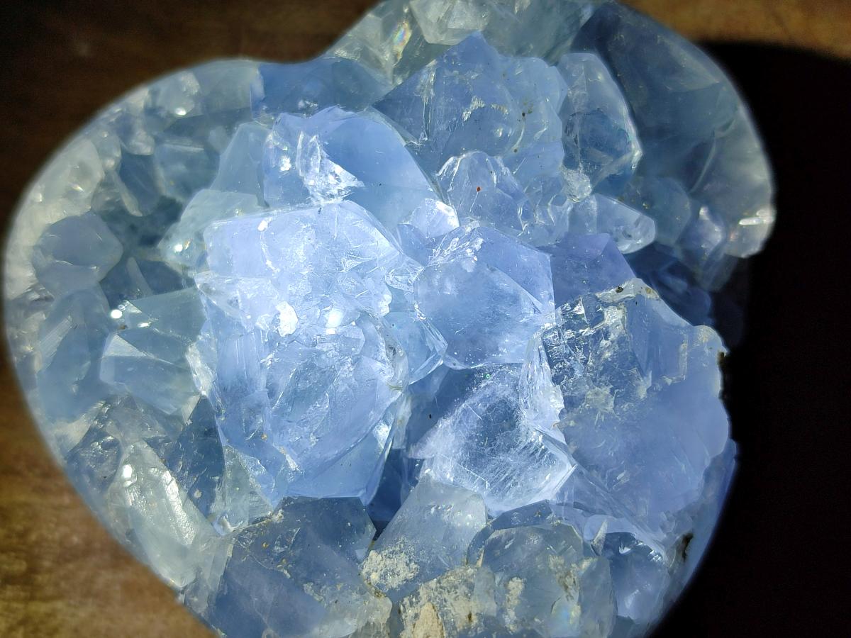 Polished and Natural Blue Celestite Hearts x 3 From Sakoany, Madagascar