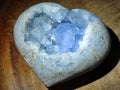 Polished and Natural Blue Celestite Hearts x 3 From Sakoany, Madagascar