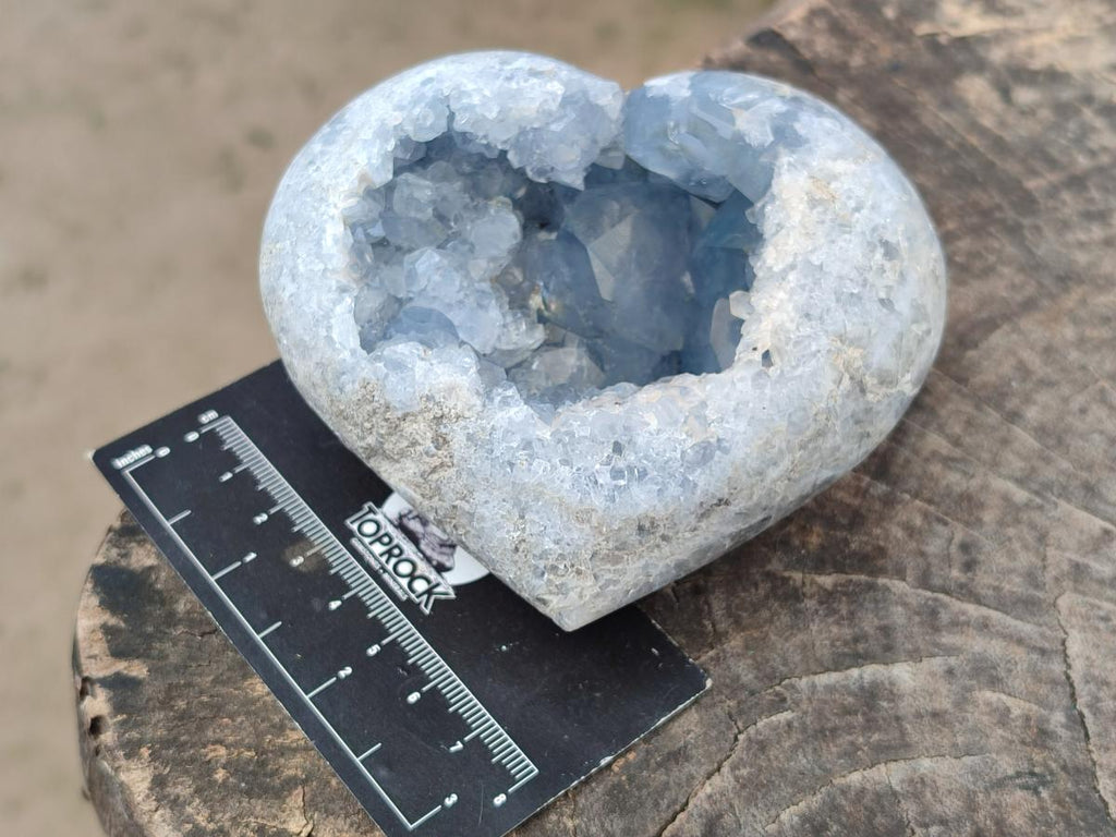 Polished and Natural Blue Celestite Hearts x 3 From Sakoany, Madagascar