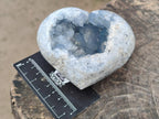 Polished and Natural Blue Celestite Hearts x 3 From Sakoany, Madagascar