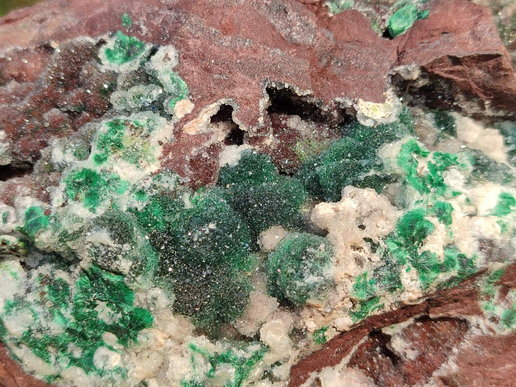 Natural XL Drusy Quartz Coated Ball Malachite Specimen on Red Copper Dolomite x 1 From Mindingi Mine, Kambove, Congo