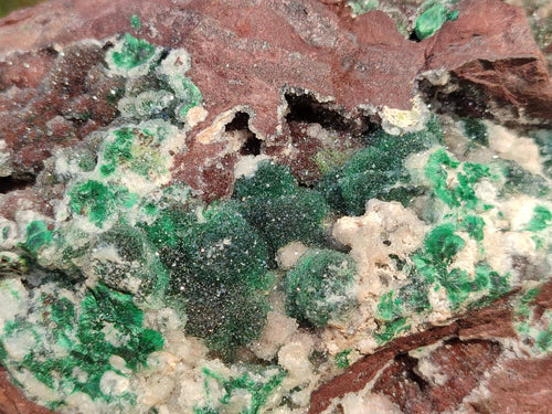 Natural XL Drusy Quartz Coated Ball Malachite Specimen on Red Copper Dolomite x 1 From Mindingi Mine, Kambove, Congo