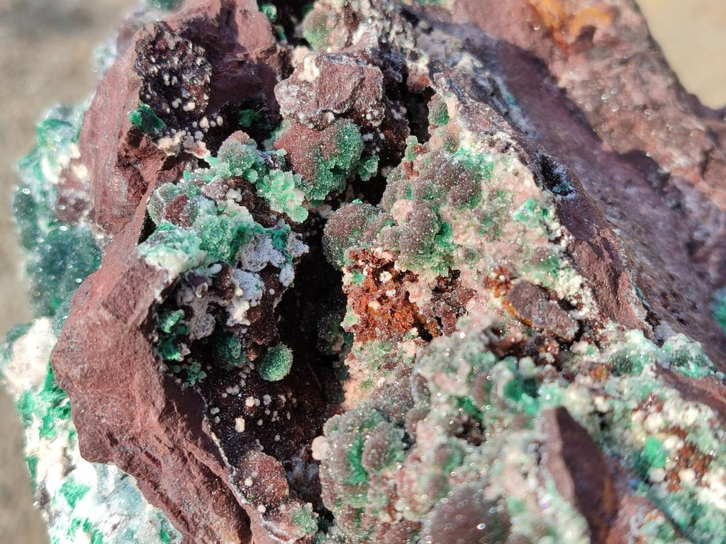 Natural XL Drusy Quartz Coated Ball Malachite Specimen on Red Copper Dolomite x 1 From Mindingi Mine, Kambove, Congo