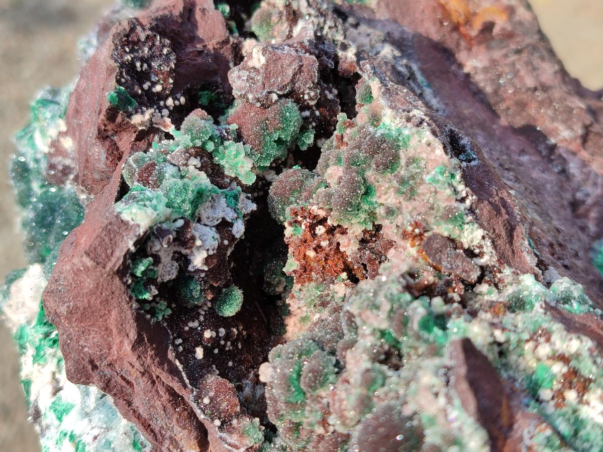 Natural XL Drusy Quartz Coated Ball Malachite Specimen on Red Copper Dolomite x 1 From Mindingi Mine, Kambove, Congo