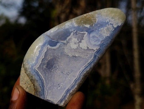 Polished and Natural Blue Lace Agate Standing Display Pieces x 6 From Nsanje, Malawi - Toprock Gemstones and Minerals 