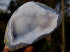 Polished and Natural Blue Lace Agate Standing Display Pieces x 6 From Nsanje, Malawi - Toprock Gemstones and Minerals 