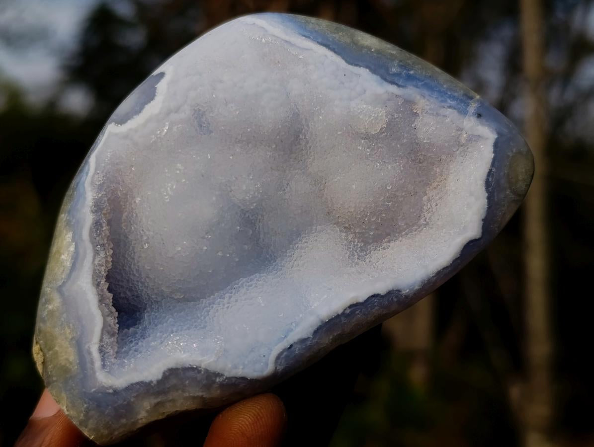 Polished and Natural Blue Lace Agate Standing Display Pieces x 6 From Nsanje, Malawi - Toprock Gemstones and Minerals 
