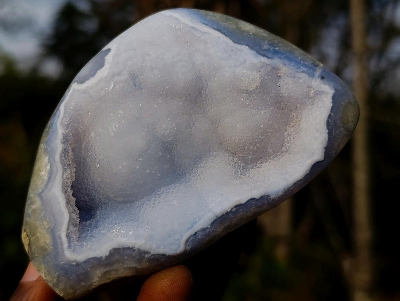 Polished and Natural Blue Lace Agate Standing Display Pieces x 6 From Nsanje, Malawi - Toprock Gemstones and Minerals 