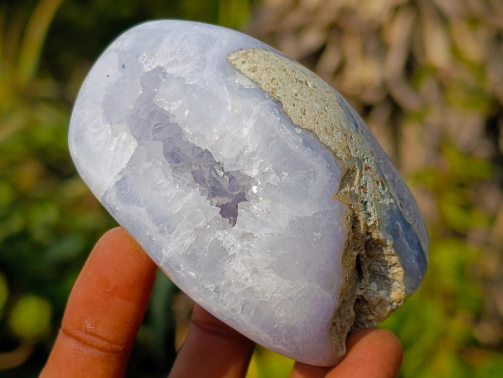 Polished and Natural Blue Lace Agate Standing Display Pieces x 6 From Nsanje, Malawi - Toprock Gemstones and Minerals 