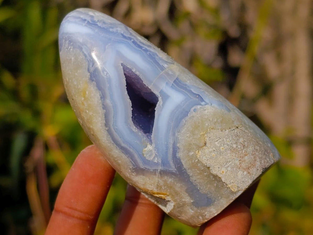 Polished and Natural Blue Lace Agate Standing Display Pieces x 6 From Nsanje, Malawi - Toprock Gemstones and Minerals 